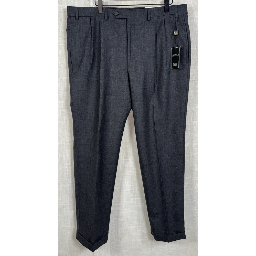 NWT Ralph Lauren Men's 100% Wool Slacks Dress Pants 38x32‎ Gray Rtl $120 Comfort